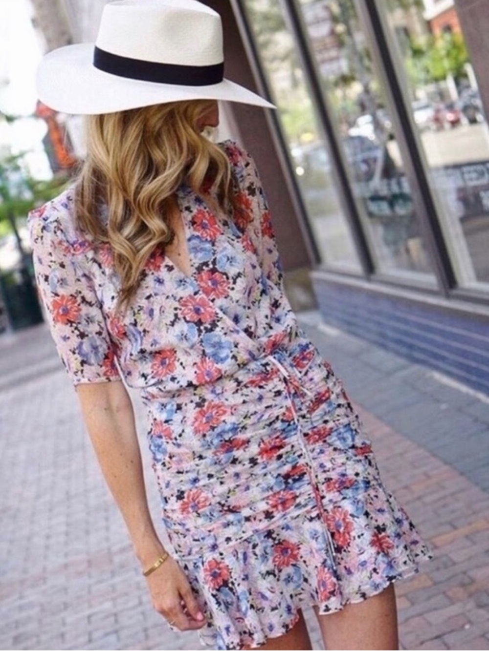 Veronica Beard Dakota 100% Silk Multi Floral Ruched Mini Dress Size 10